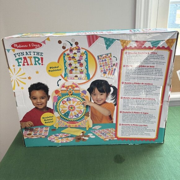 MELISSA & DOUG Fun at the Fair! Wooden Two-Sided Roulette & Plinko Games New Toy - Picture 2 of 3